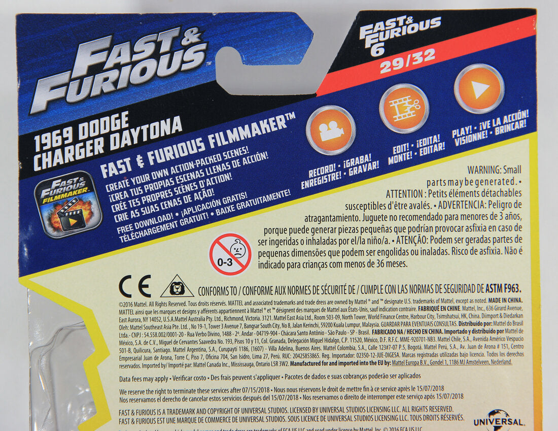 Mattel Die-Cast 2016 Dodge Charger Daytona Fast & Furious #29/32 L001451