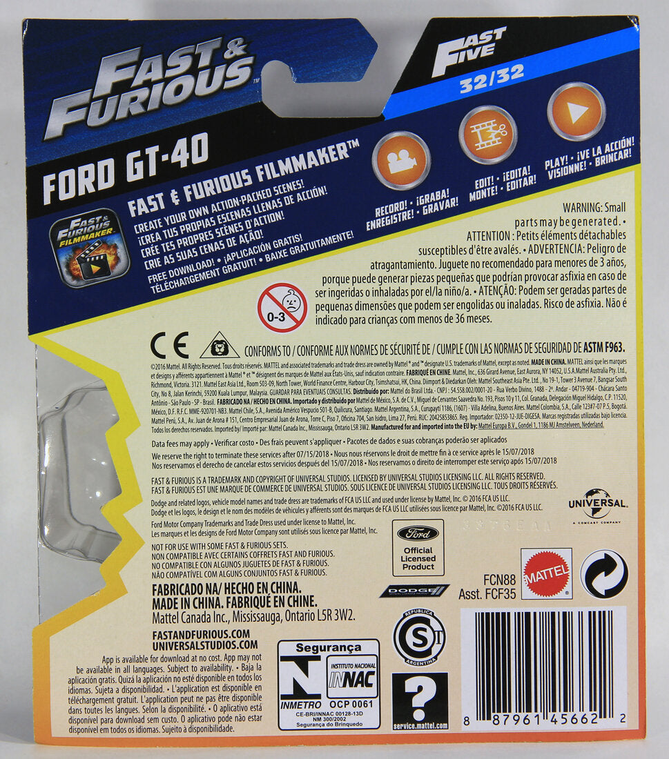 Mattel Die-Cast 2016 Ford GT-40 Fast & Furious #32/32 L001452