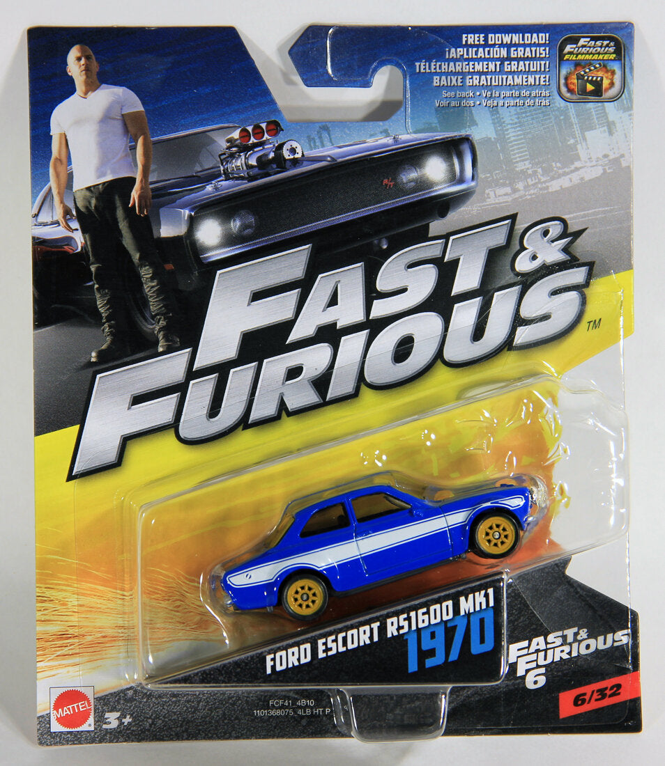 Mattel Die-Cast 2016 Ford Escort RS1600 MK1 1970 Fast & Furious #6/32 L001453