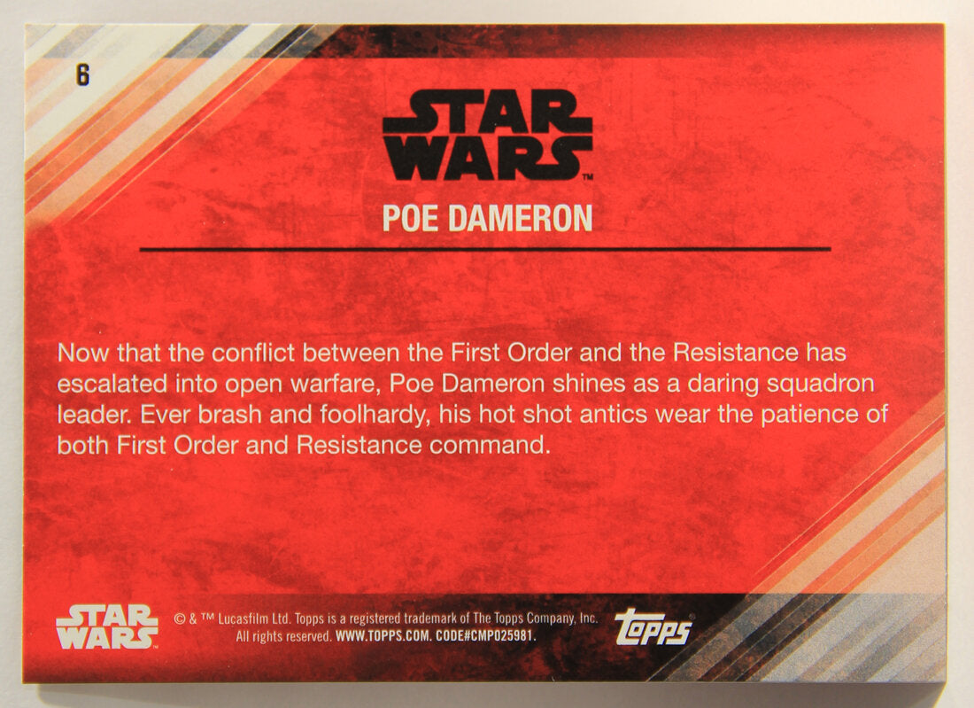 Star Wars The Last Jedi 2017 Trading Card #6 Poe Dameron ENG L001954