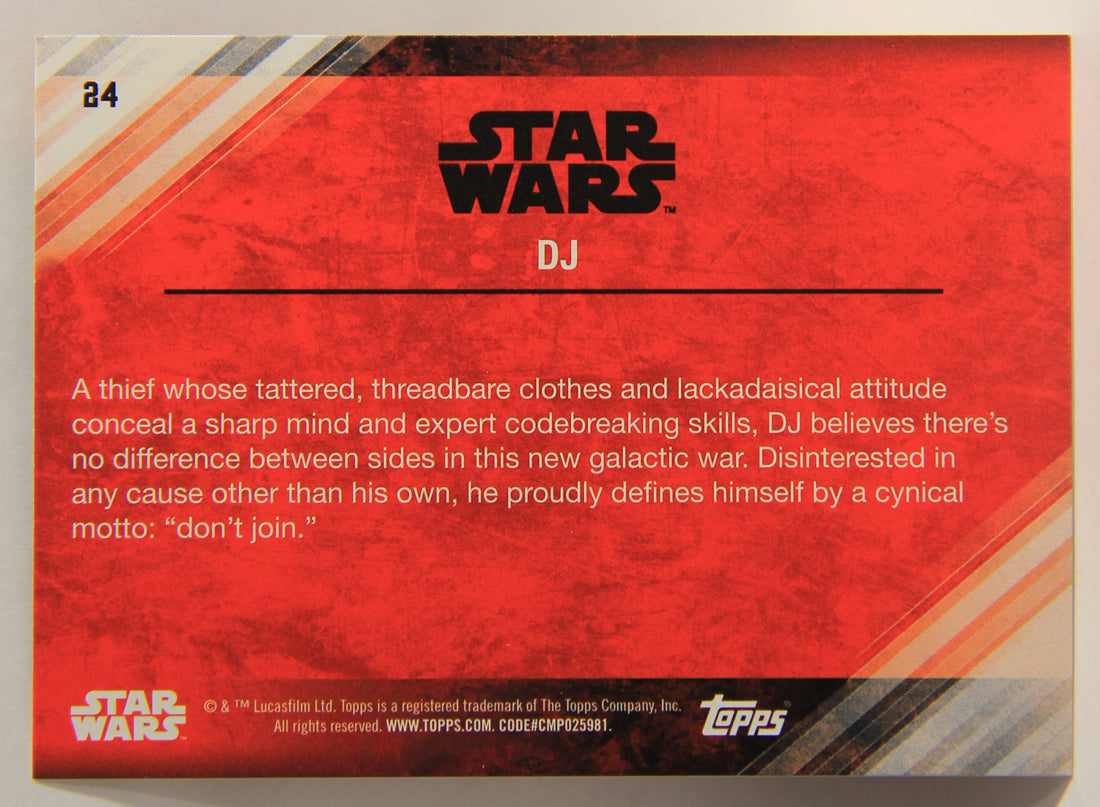 Star Wars The Last Jedi 2017 Trading Card #24 DJ Benicio Del Toro ENG L001962