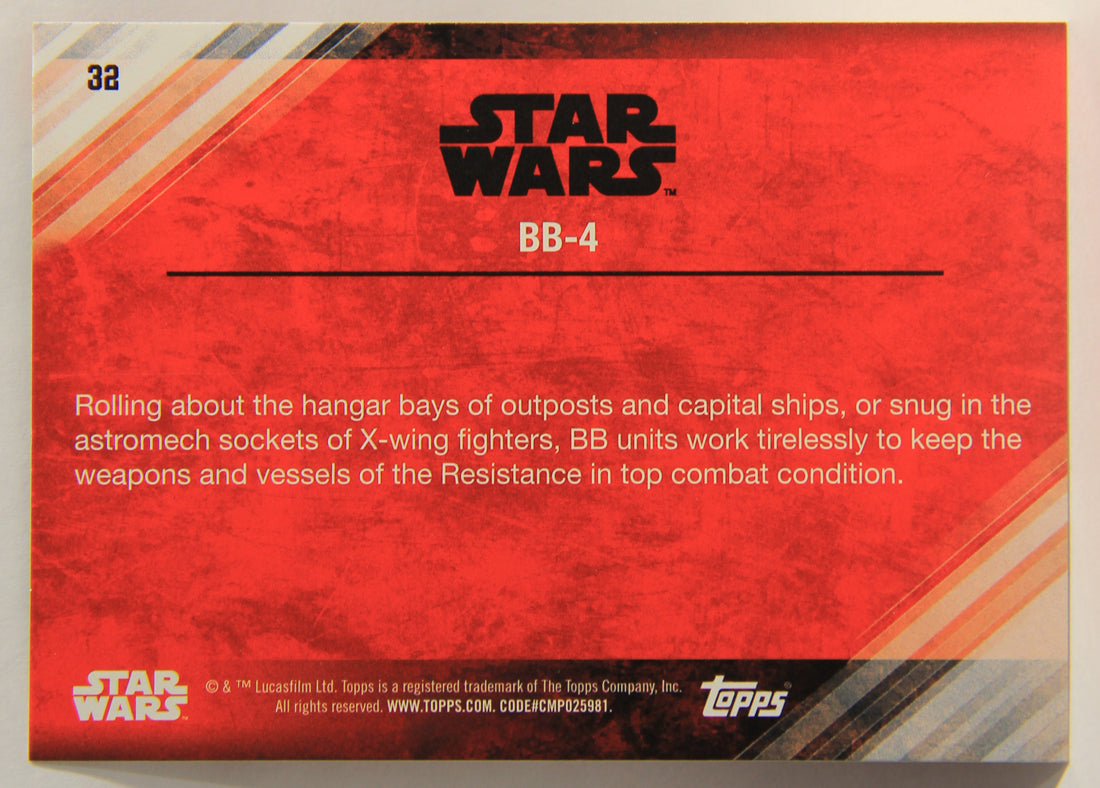 Star Wars The Last Jedi 2017 Trading Card #32 BB-4 ENG L001967