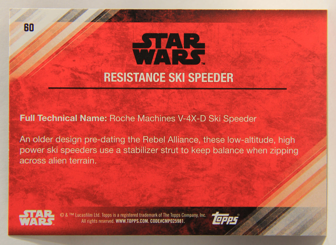Star Wars The Last Jedi 2017 Trading Card #60 Resistance Ski Speeder ENG L001976