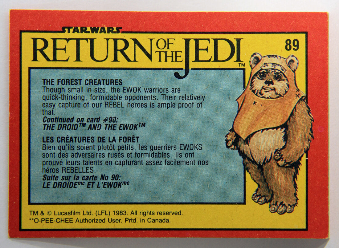 Star Wars ROTJ 1983 Trading Card #89 The Forest Creatures FR-ENG Canada L001997