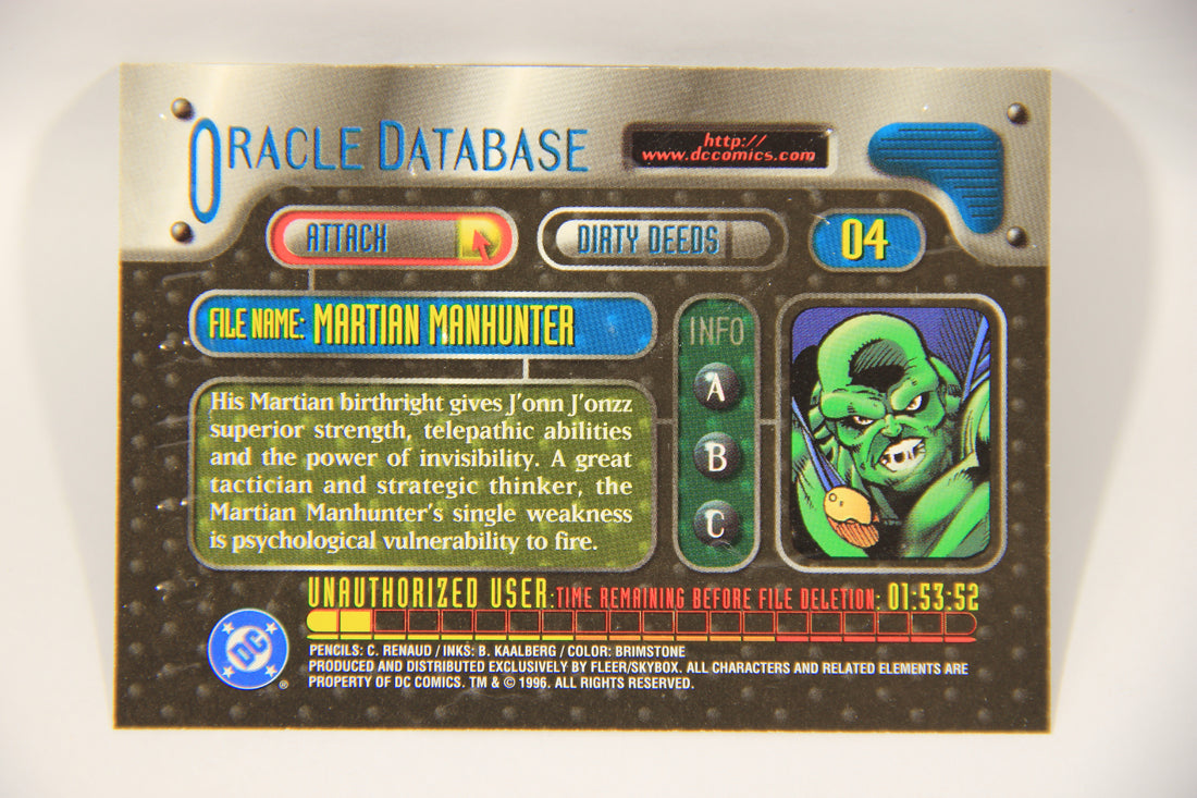 DC Outburst Firepower 1996 Trading Card #4 Martian Manhunter Embossed L002640