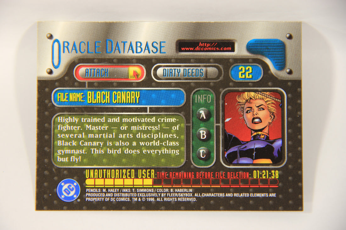 DC Outburst Firepower 1996 Trading Card #22 Black Canary Embossed Card L002655