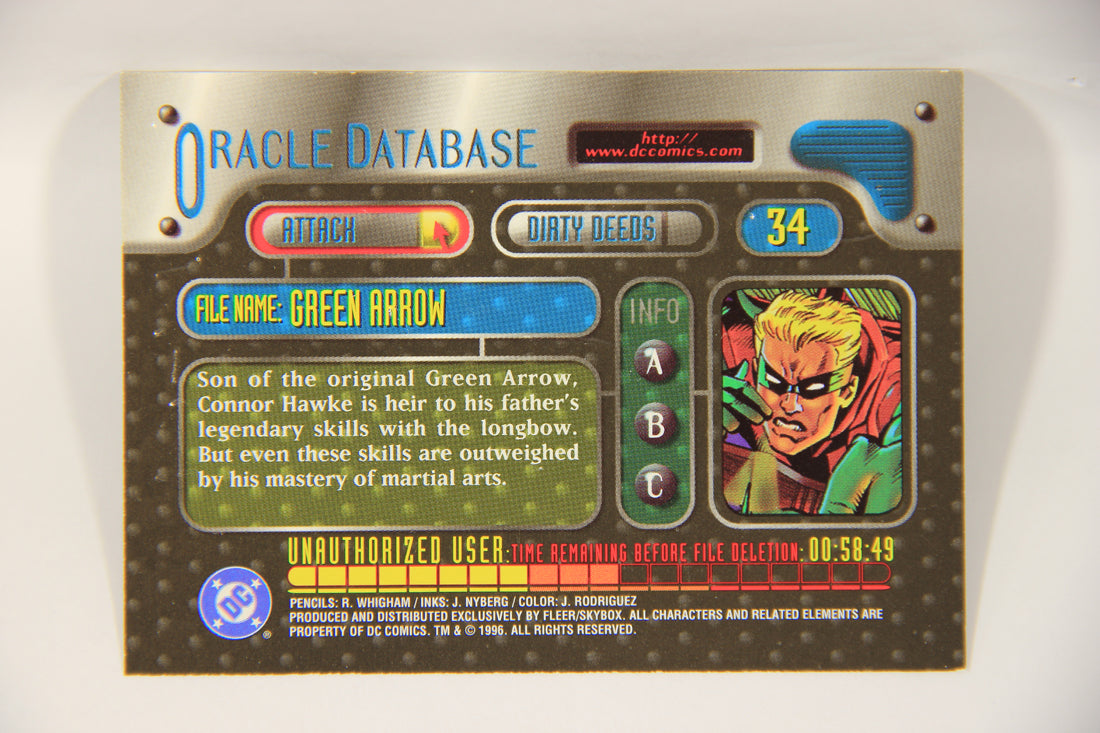 DC Outburst Firepower 1996 Trading Card #34 Green Arrow Embossed Card L002665