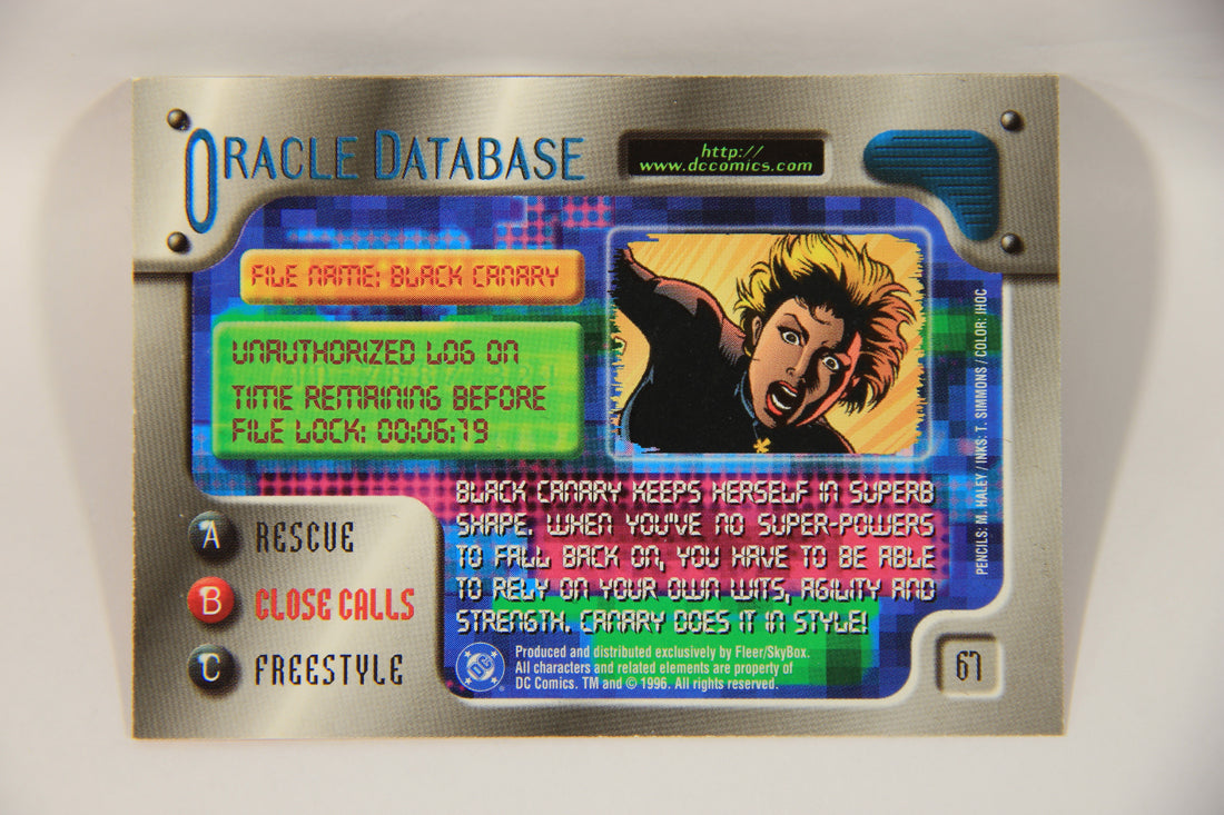 DC Outburst Firepower 1996 Trading Card #67 Black Canary Embossed Card L002695