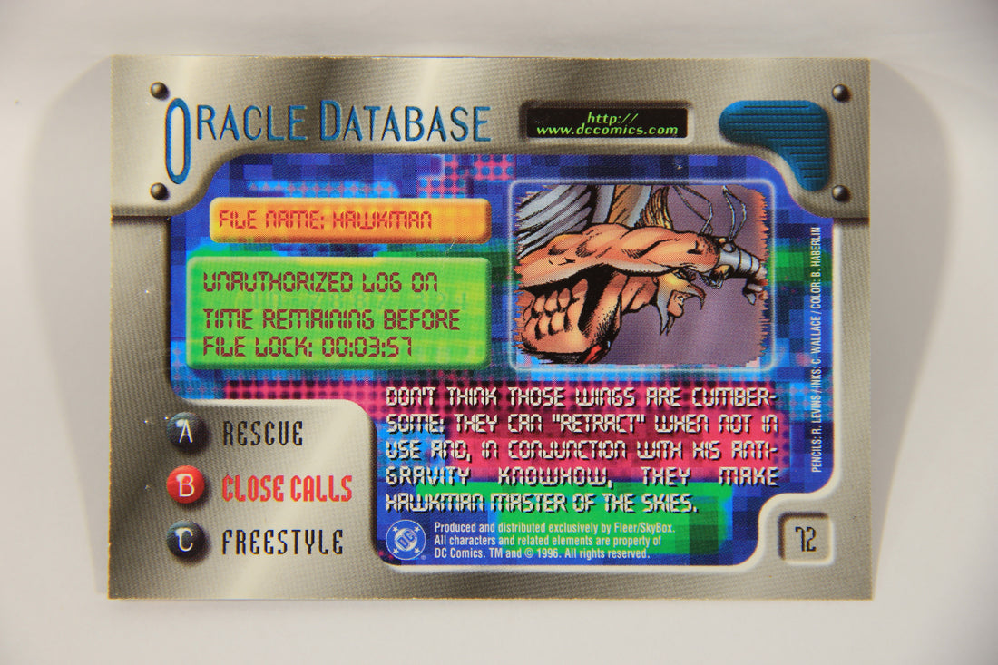 DC Outburst Firepower 1996 Trading Card #72 Hawkman Embossed Card L002699