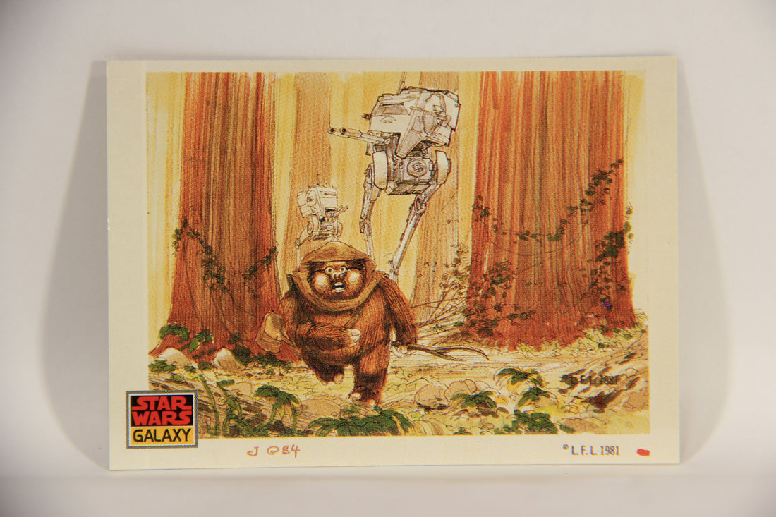 Star Wars Galaxy 1993 Topps Trading Card #40 Ewoks AT-ST Artwork ENG L002932