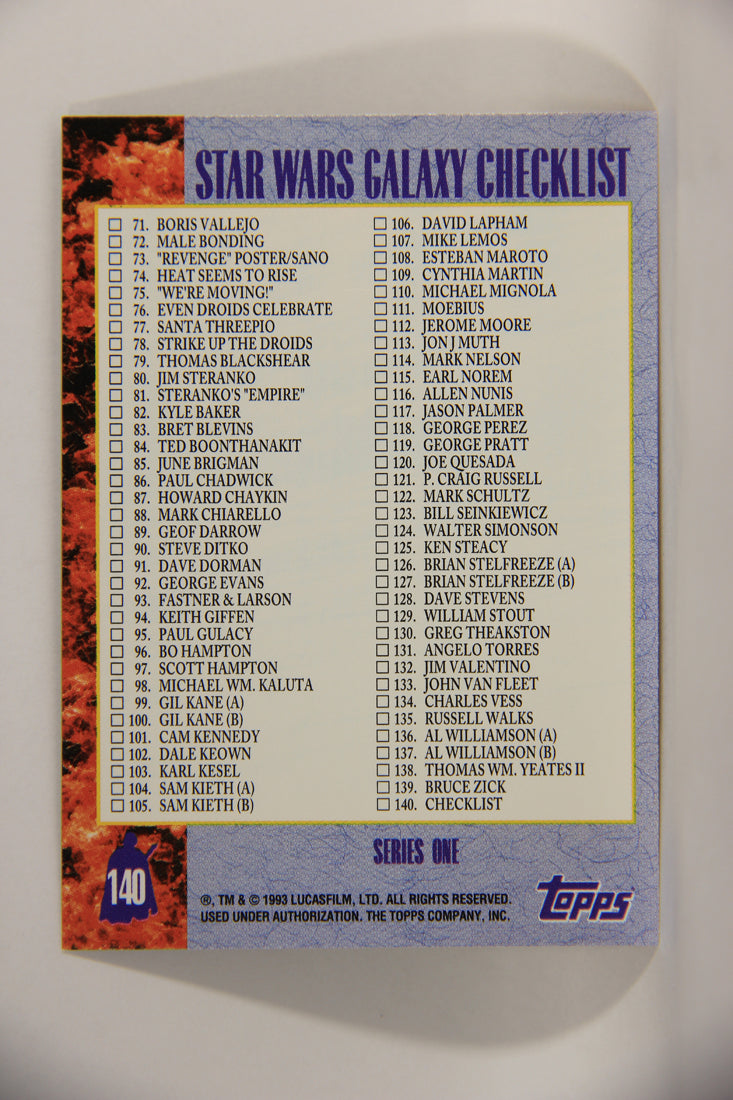Star Wars Galaxy 1993 Topps Trading Card #140 Checklist 1-140 ENG L003027
