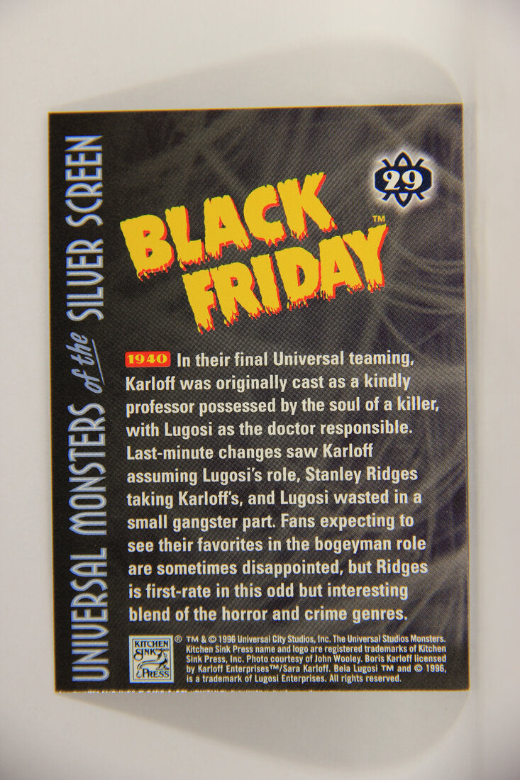 Universal Monsters Of The Silver Screen 1996 Trading Card #29 Black Friday 1940 L003064