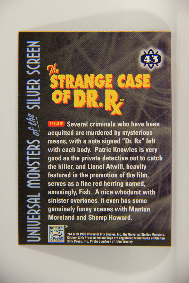Universal Monsters Of The Silver Screen 1996 Card #43 The Strange case Of Doctor Rx 1942 L003076