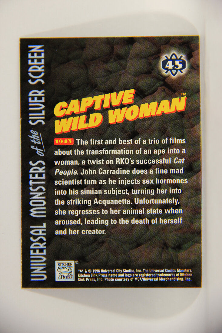 Universal Monsters Of The Silver Screen 1996 Trading Card #45 Captive Wild Woman 1943 L003078