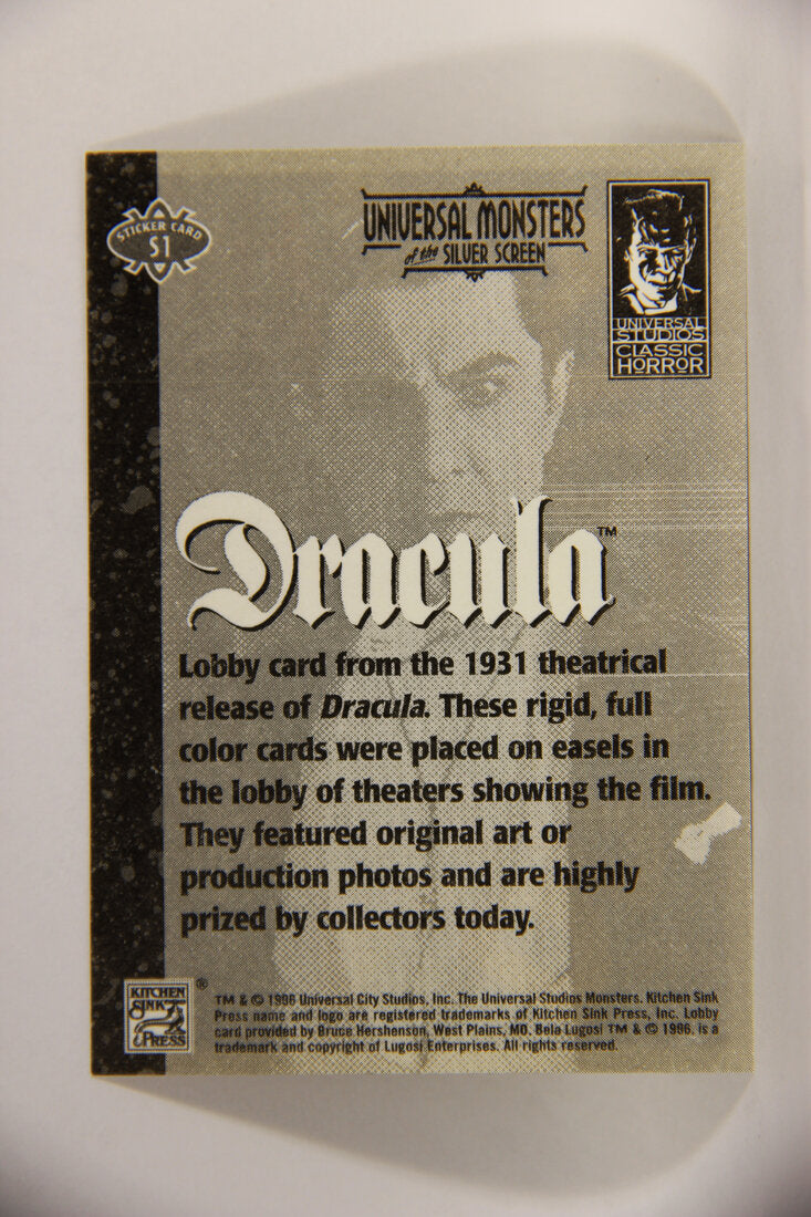 Universal Monsters Of The Silver Screen 1996 Sticker Card #S1 Dracula 1931 Bela Lugosi L003120
