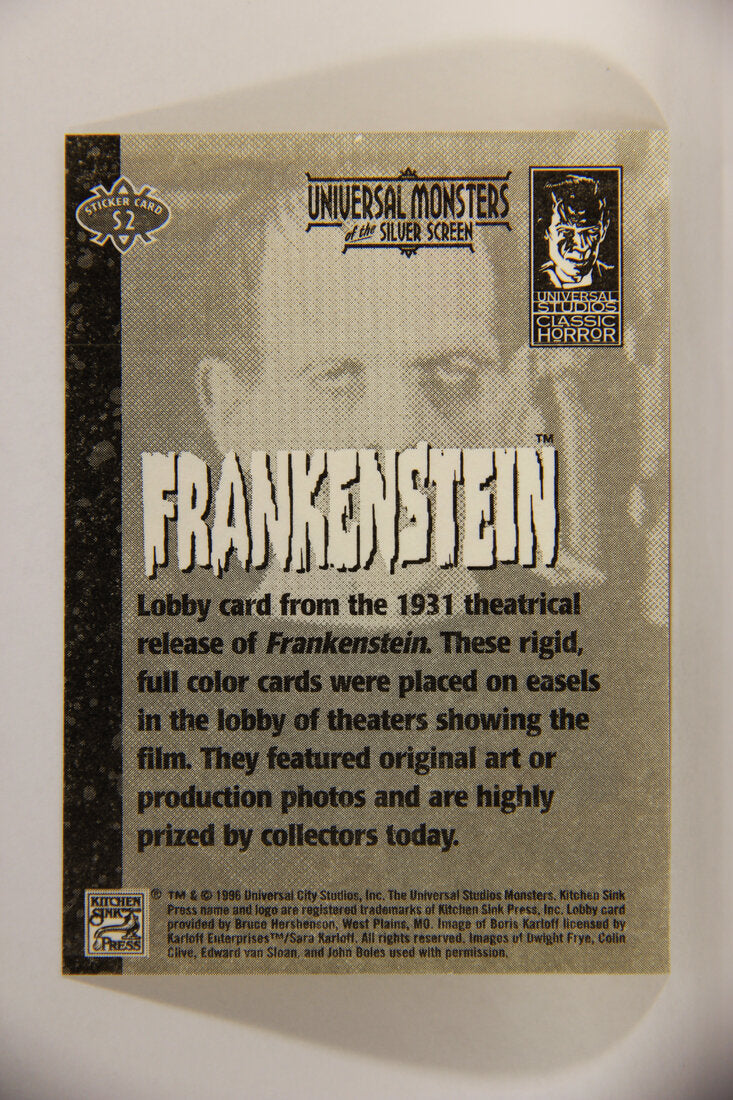 Universal Monsters Of The Silver Screen 1996 Sticker Card #S2 Frankenstein 1931 Karloff L003121