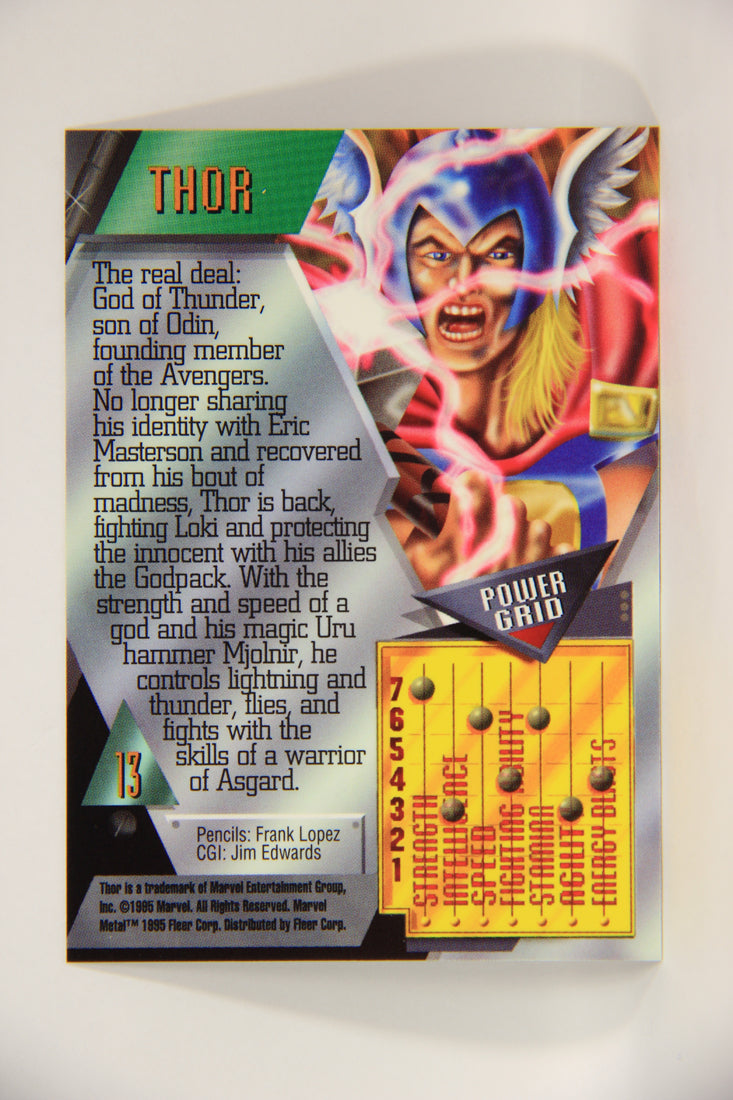 Marvel Metal 1995 Trading Card #13 Thor ENG Fleer L003648