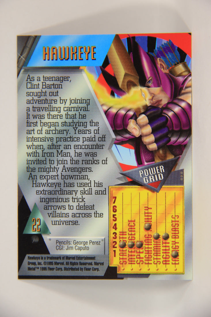 Marvel Metal 1995 Trading Card #22 Hawkeye ENG Fleer L003657