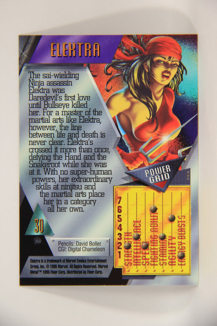 Marvel Metal 1995 Trading Card #30 Elektra ENG Fleer L003665