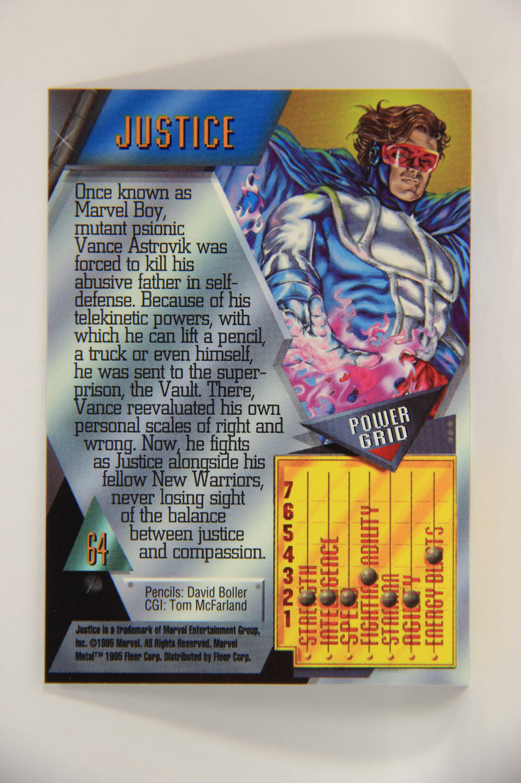 Marvel Metal 1995 Trading Card #64 Justice ENG Fleer L003699