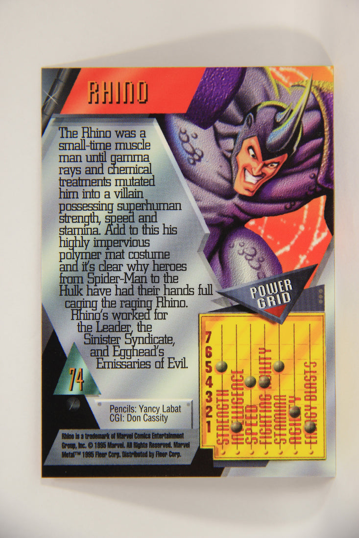 Marvel Metal 1995 Trading Card #74 Rhino ENG Fleer L003709