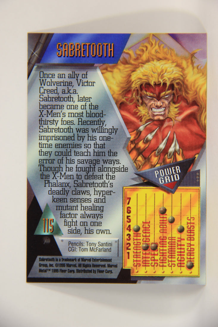 Marvel Metal 1995 Trading Card #115 Sabretooth ENG Fleer L003750