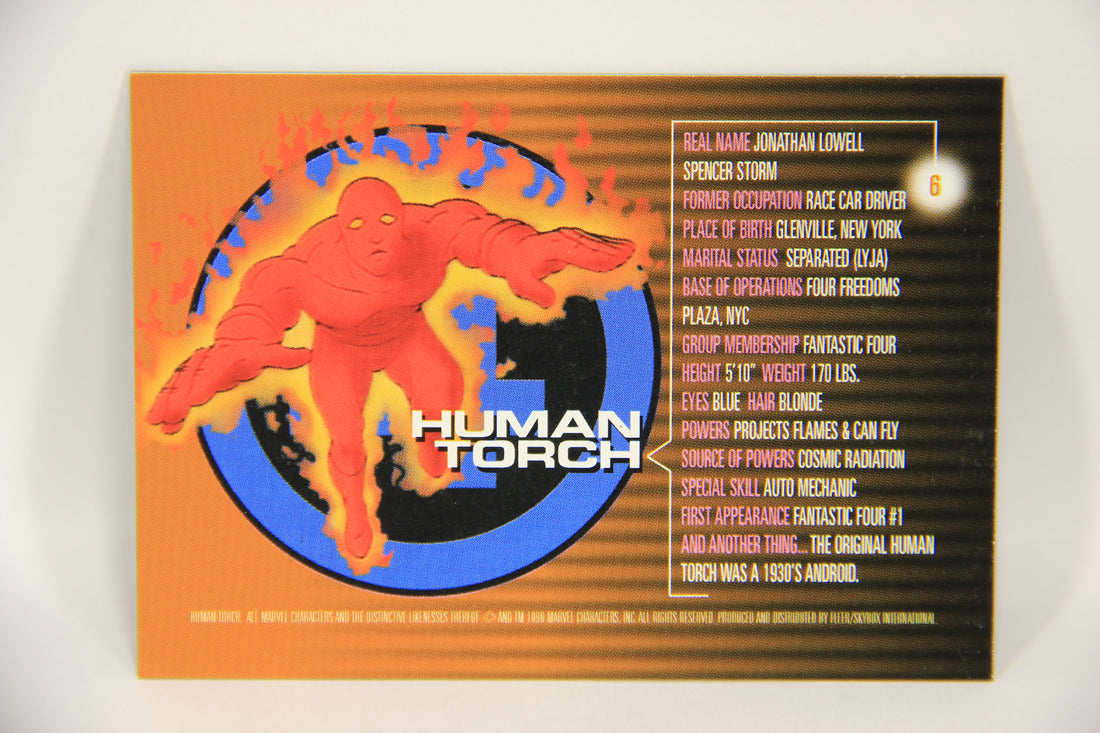 Marvel Motion 1996 Trading Card #6 Human Torch ENG 3-D Lenticular L003779