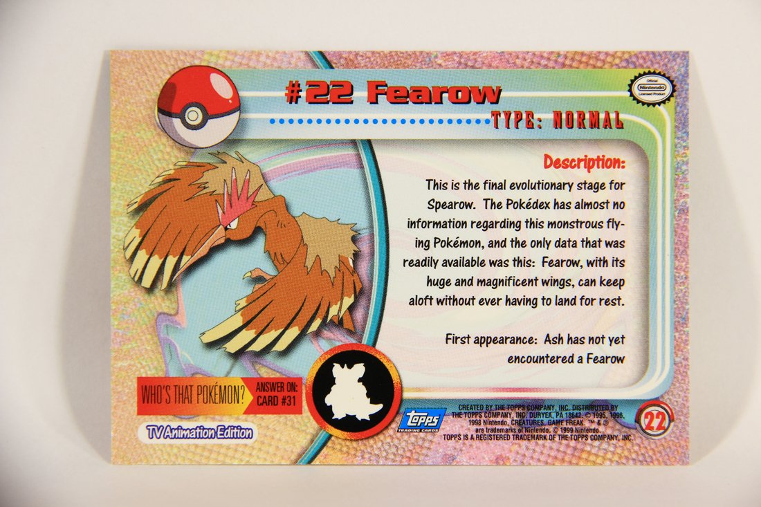 Pokémon Card Fearow #22 TV Animation Blue Logo 1st Print ENG L003844