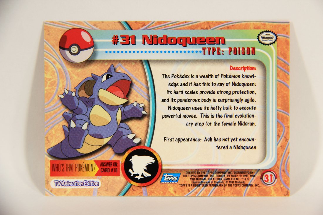 Pokémon Card Nidoqueen #31 TV Animation Blue Logo 1st Print ENG L003853