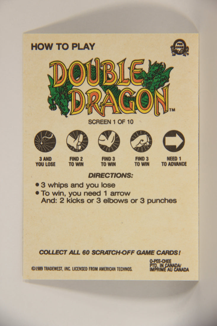 Nintendo Double Dragon 1989 Scratch-Off Card Screen #1 Of 10 ENG L004133