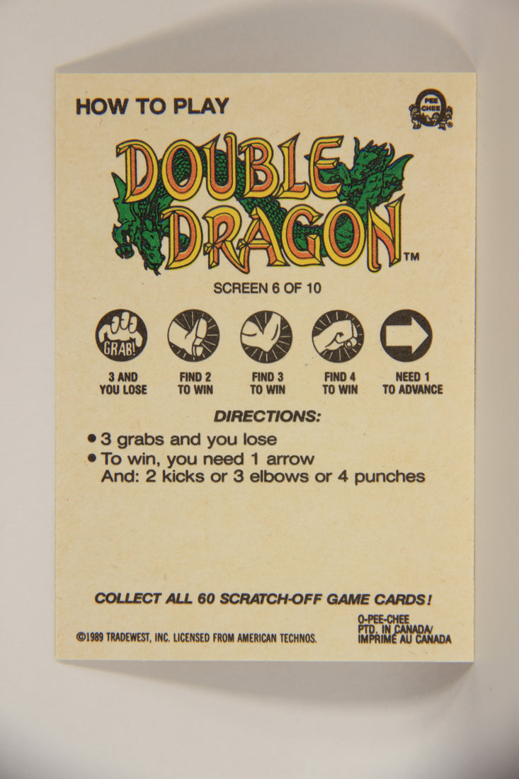 Nintendo Double Dragon 1989 Scratch-Off Card Screen #6 Of 10 ENG L004137