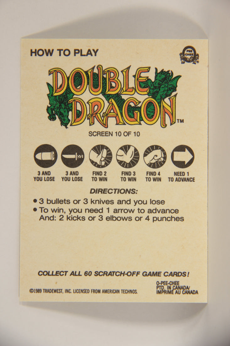 Nintendo Double Dragon 1989 Scratch-Off Card Screen #10 Of 10 ENG L004141