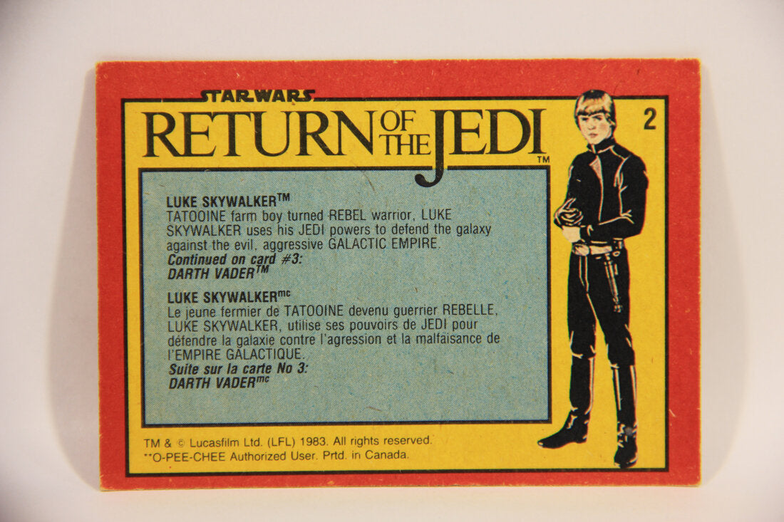 Star Wars ROTJ 1983 Trading Card #2 Luke Skywalker FR-ENG Canada L004430