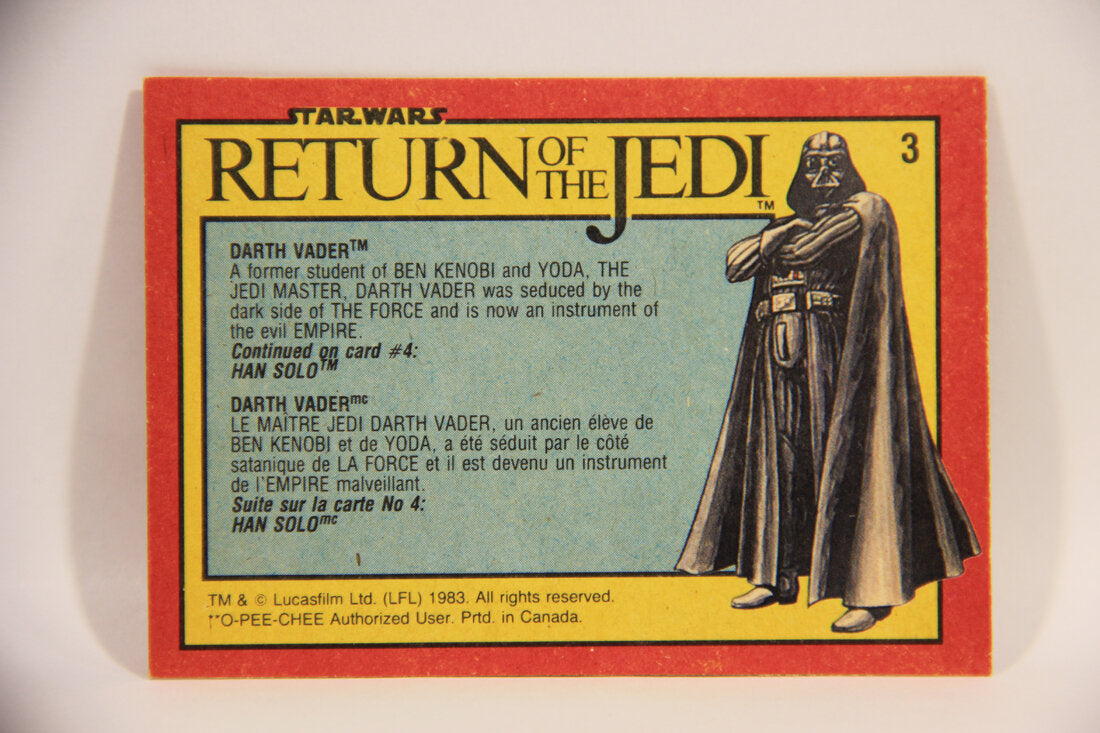 Star Wars Return Of The Jedi 1983 Trading Card #3 Darth Vader FR-ENG OPC L004431