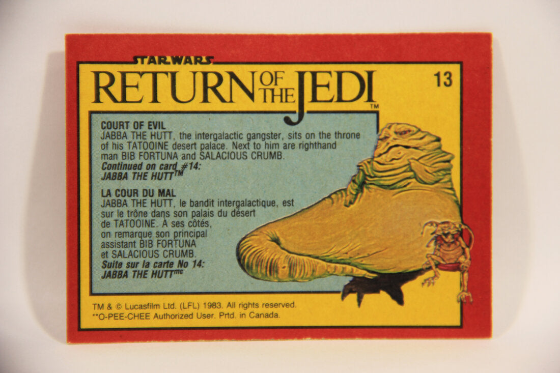 Star Wars ROTJ 1983 Trading Card #13 Court Of Evil FR-ENG Canada L004437