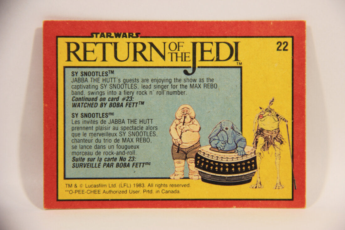 Star Wars ROTJ 1983 Trading Card #22 Sy Snootles FR-ENG Canada L004443