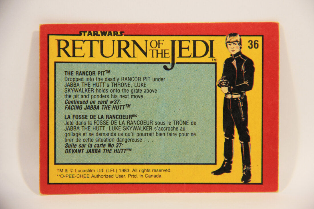 Star Wars ROTJ 1983 Trading Card #36 The Rancor Pit FR-ENG Canada L004450