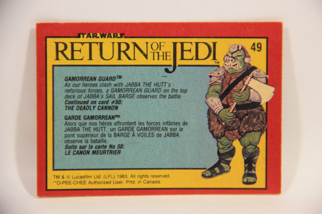 Star Wars ROTJ 1983 Trading Card #49 Gamorrean Guard FR-ENG Canada L004460
