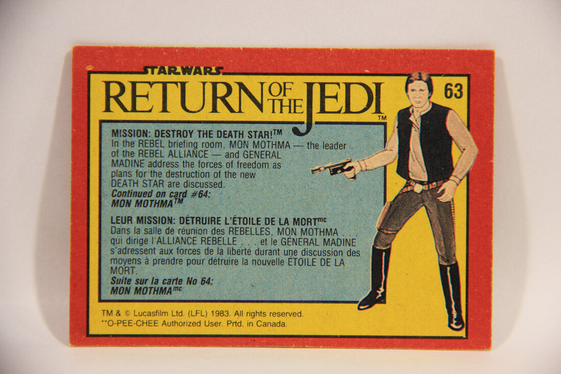Star Wars ROTJ 1983 Trading Card #63 Mission Destroy The Death Star FR-ENG Canada L004467