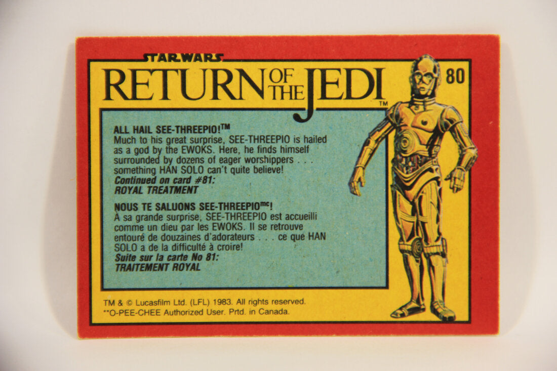 Star Wars ROTJ 1983 Trading Card #80 All Hail See-Threepio FR-ENG Canada L004478