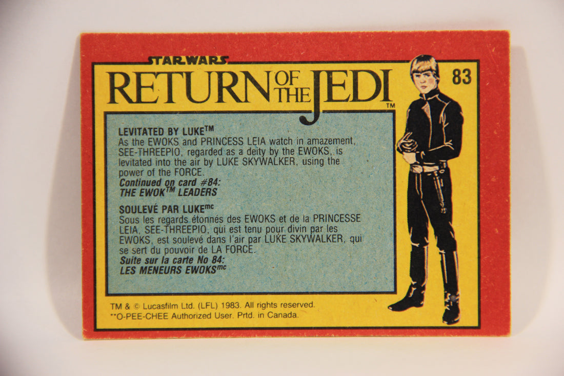 Star Wars ROTJ 1983 Trading Card #83 Levitation By Luke FR-ENG Canada L004479