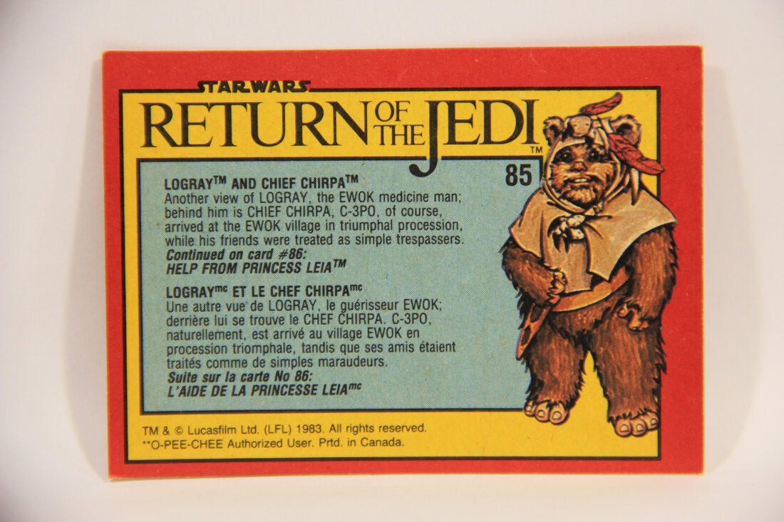 Star Wars ROTJ 1983 Trading Card #85 Logray And Chief Chirpa FR-ENG Canada L004481