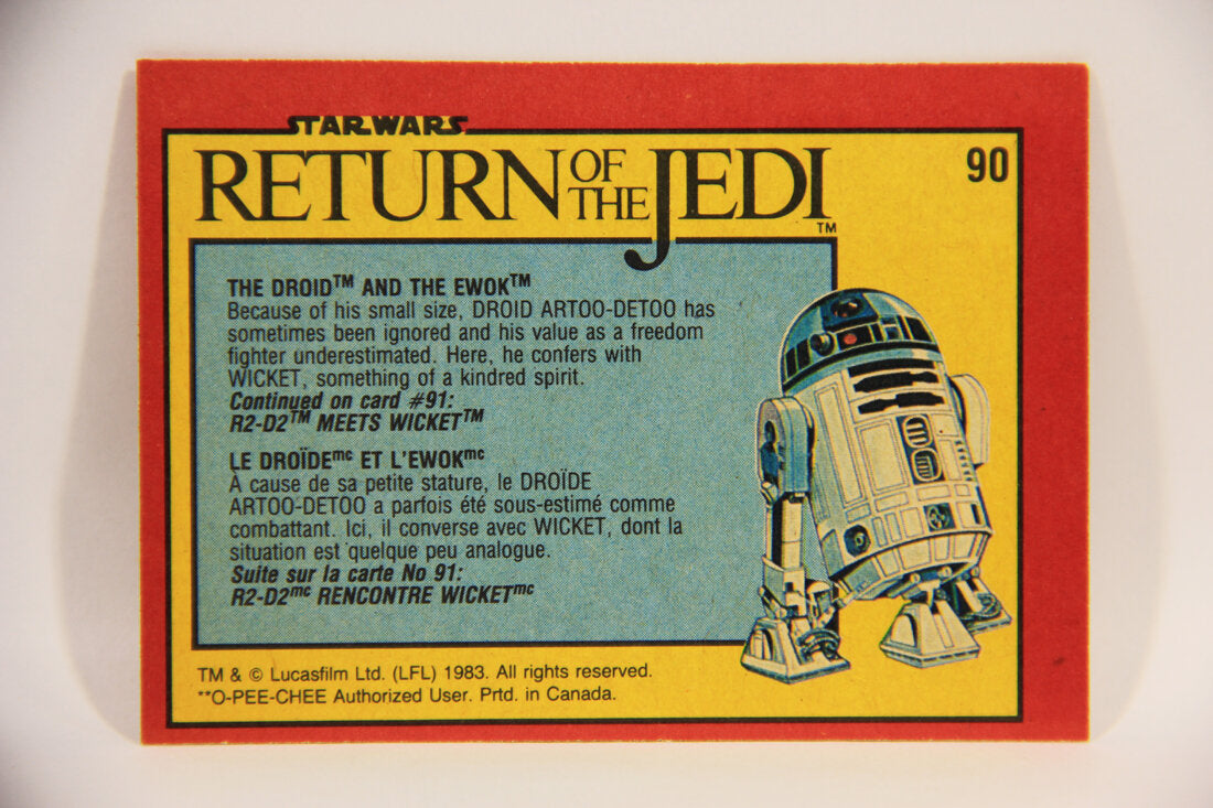 Star Wars ROTJ 1983 Trading Card #90 The Droid And The Ewok FR-ENG Canada L004483