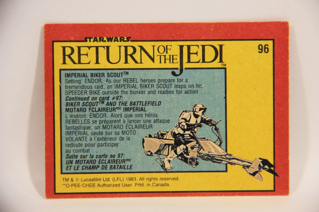 Star Wars ROTJ 1983 Trading Card #96 Imperial Biker Scout FR-ENG Canada L004486