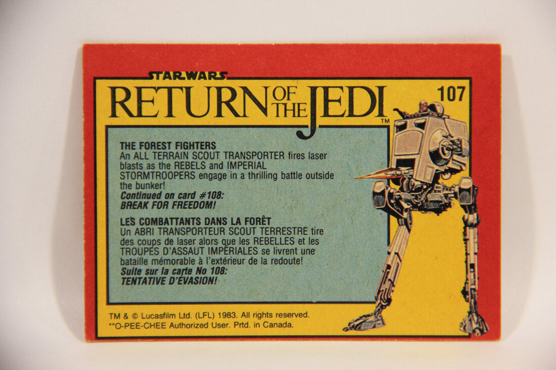 Star Wars ROTJ 1983 Trading Card #107 The Forest Fighters FR-ENG Canada L004493