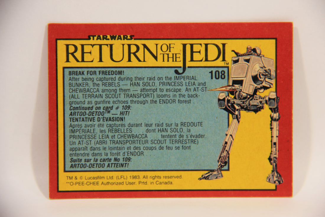 Star Wars ROTJ 1983 Trading Card #108 Break For Freedom FR-ENG Canada L004494