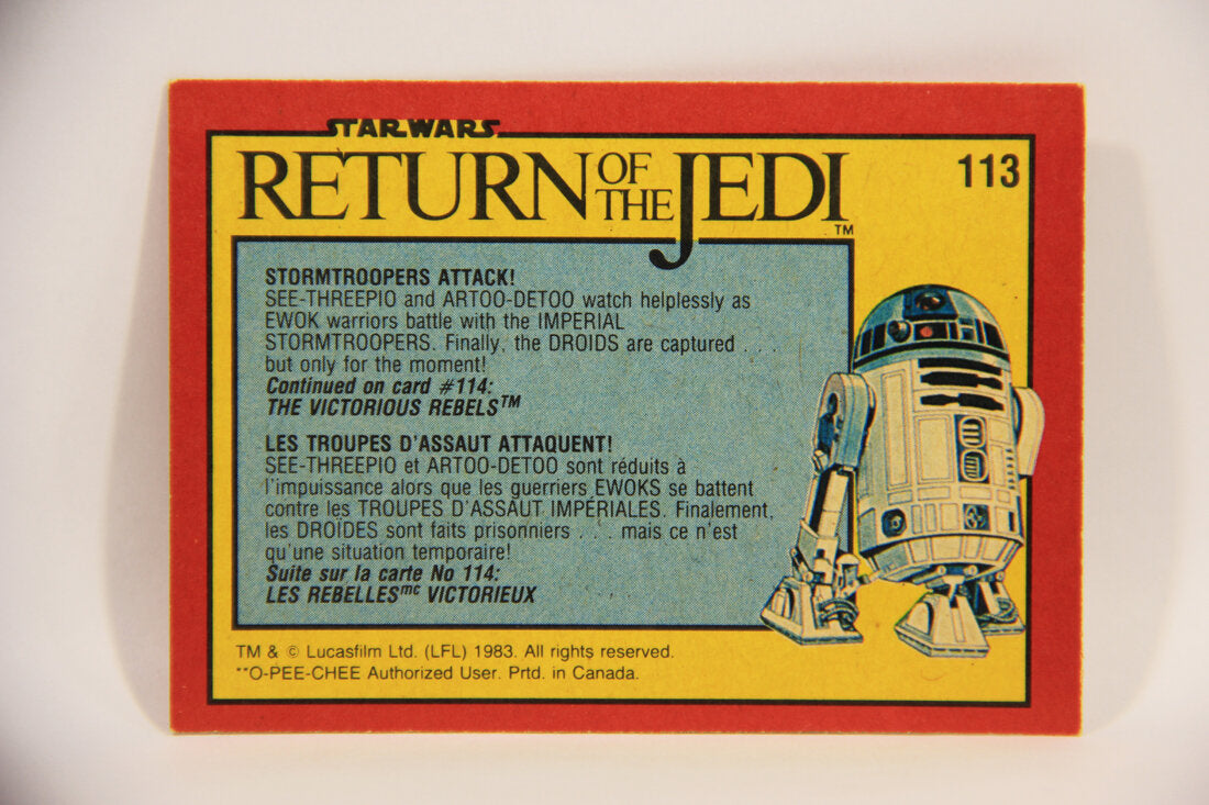 Star Wars ROTJ 1983 Trading Card #113 Stormtrooper Attack FR-ENG Canada L004495