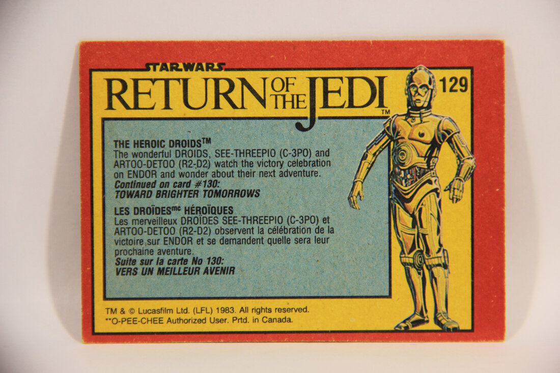 Star Wars ROTJ 1983 Trading Card #129 The Heroic Droids FR-ENG Canada L004504