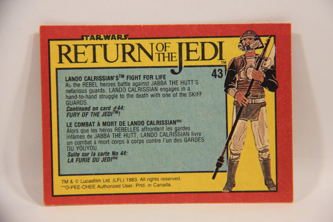 Star Wars ROTJ 1983 Trading Card #43 Lando Calrissian's Fight For Life FR-ENG Canada L004654