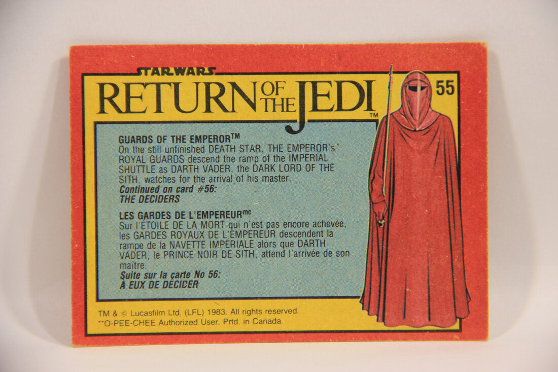 Star Wars ROTJ 1983 Trading Card #55 Guards Of The Emperor FR-ENG Canada L004655